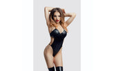 Glossy Reina Sexy Womens Wetlook Bodysuit Black - - Her Fetish